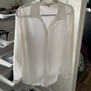 Pleione white button down shirt blouse